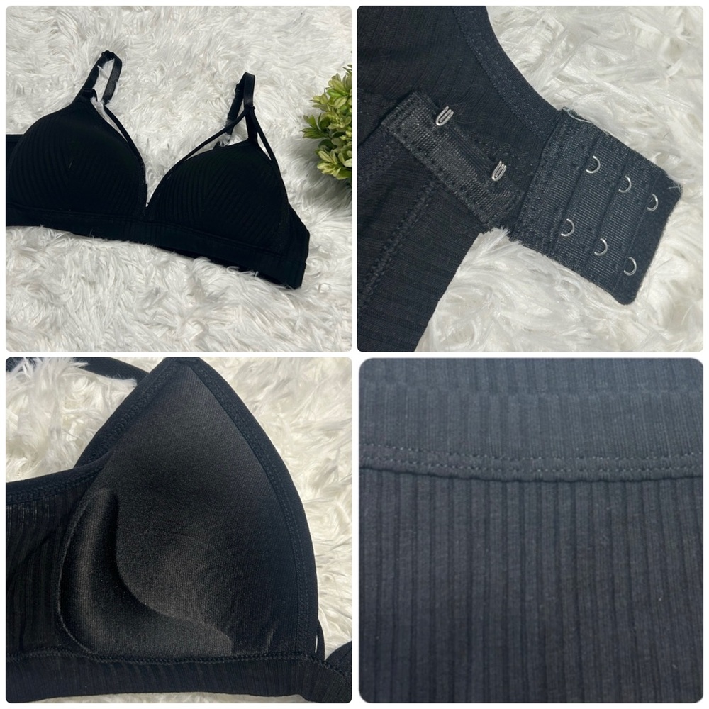 🔥FREE ring with purchase 
NEW BLACK Wireless Push Up Bra & Panties Set